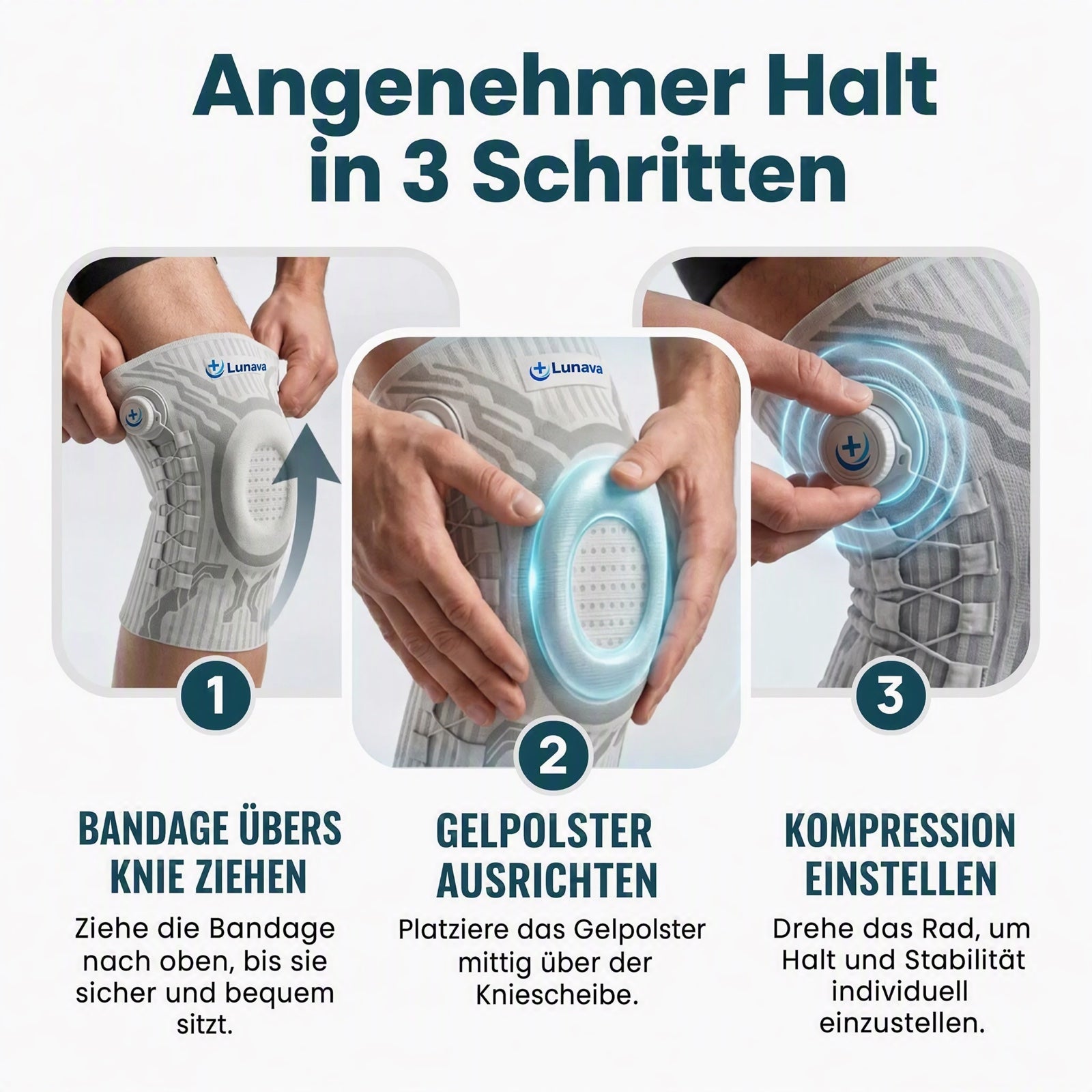 Kniebandage anlegen in 3 Schritten