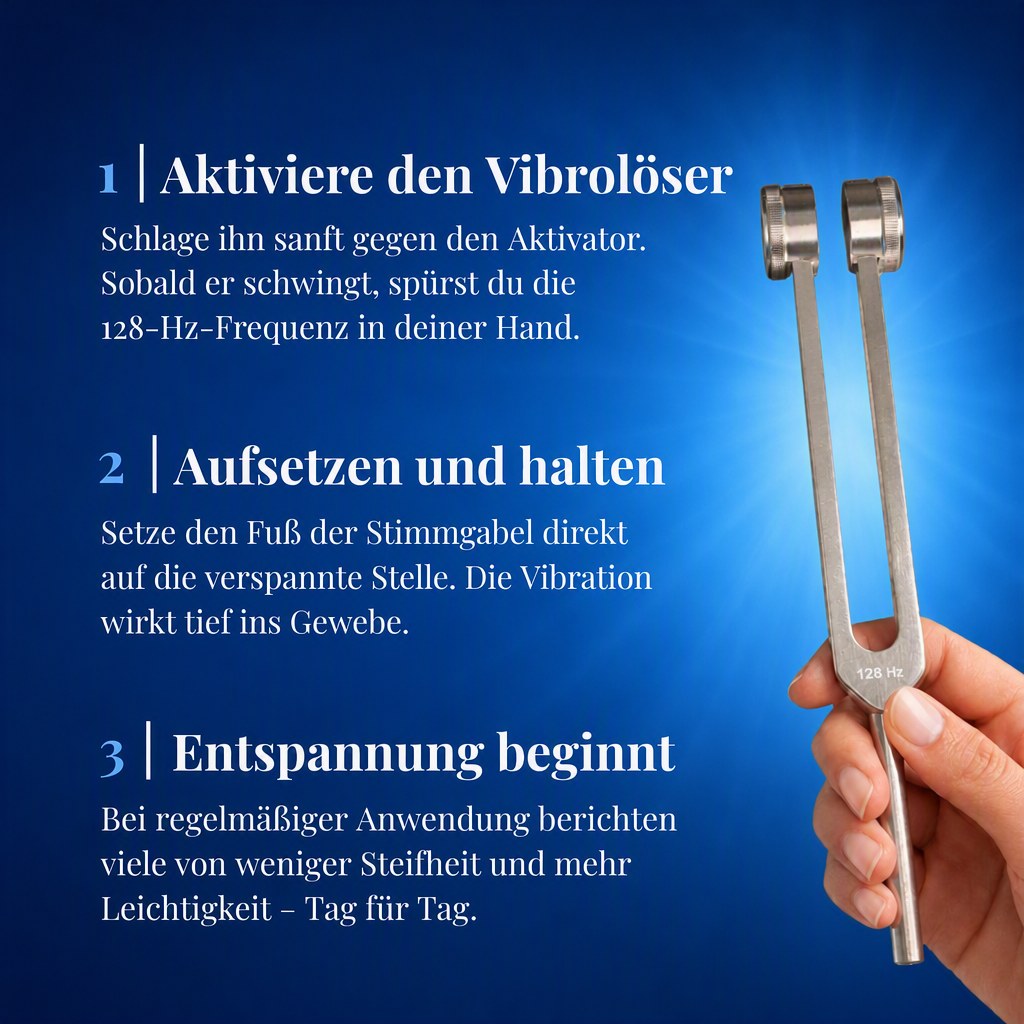 Lunava Vibrolöser Anwendung in 3 Schritten: aktivieren, aufsetzen, entspannen