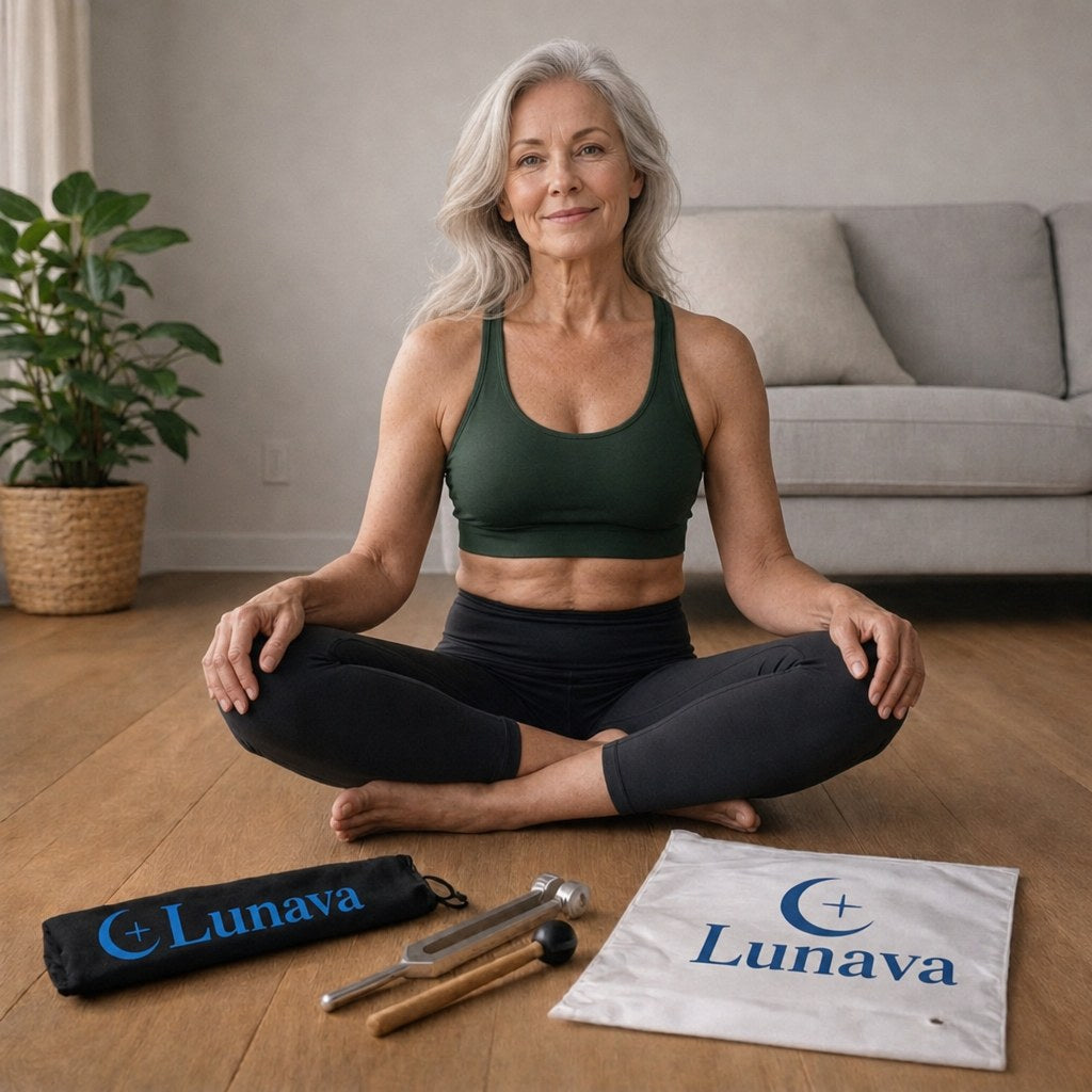 Entspannung mit dem Lunava Vibrolöser – Stimmgabel, Aktivator und Schutzhülle